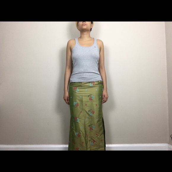 Nicole Miller green silk floral maxi skirt - Picture 5 of 9